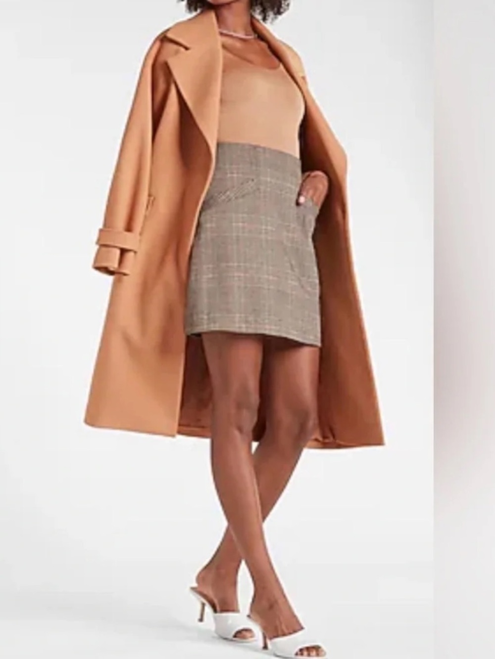 Bnwt! Express Plaid Mini Skirt with Pockets - Brown/Black Size XL